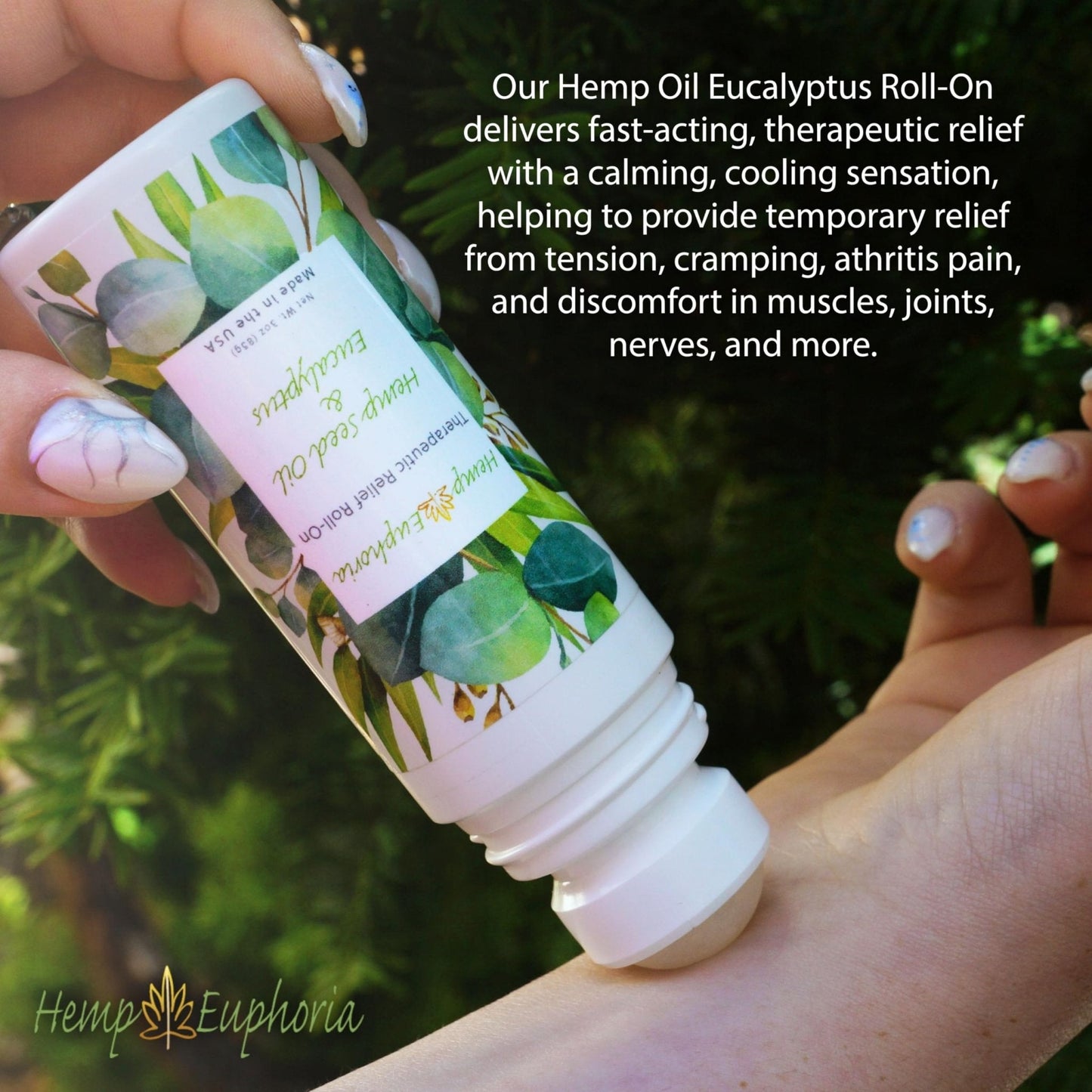 Hemp Seed Oil and Eucalyptus Joint & Muscle Discomfort Relief Roll-On Gel | USDA Certified Organic Hemp Seed Oil, Helps Relieve Sore or Tight Muscles - Maple Wellness Supplements