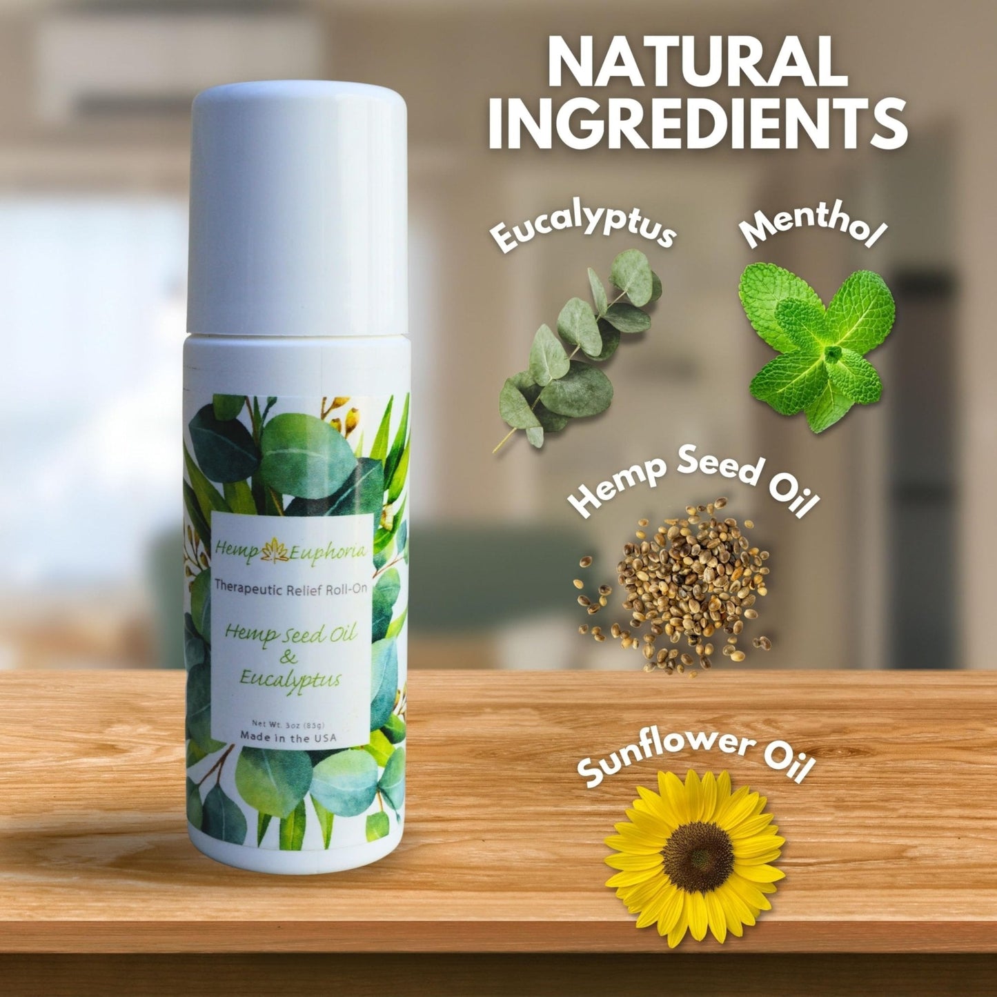 Hemp Seed Oil and Eucalyptus Joint & Muscle Discomfort Relief Roll-On Gel | USDA Certified Organic Hemp Seed Oil, Helps Relieve Sore or Tight Muscles - Maple Wellness Supplements