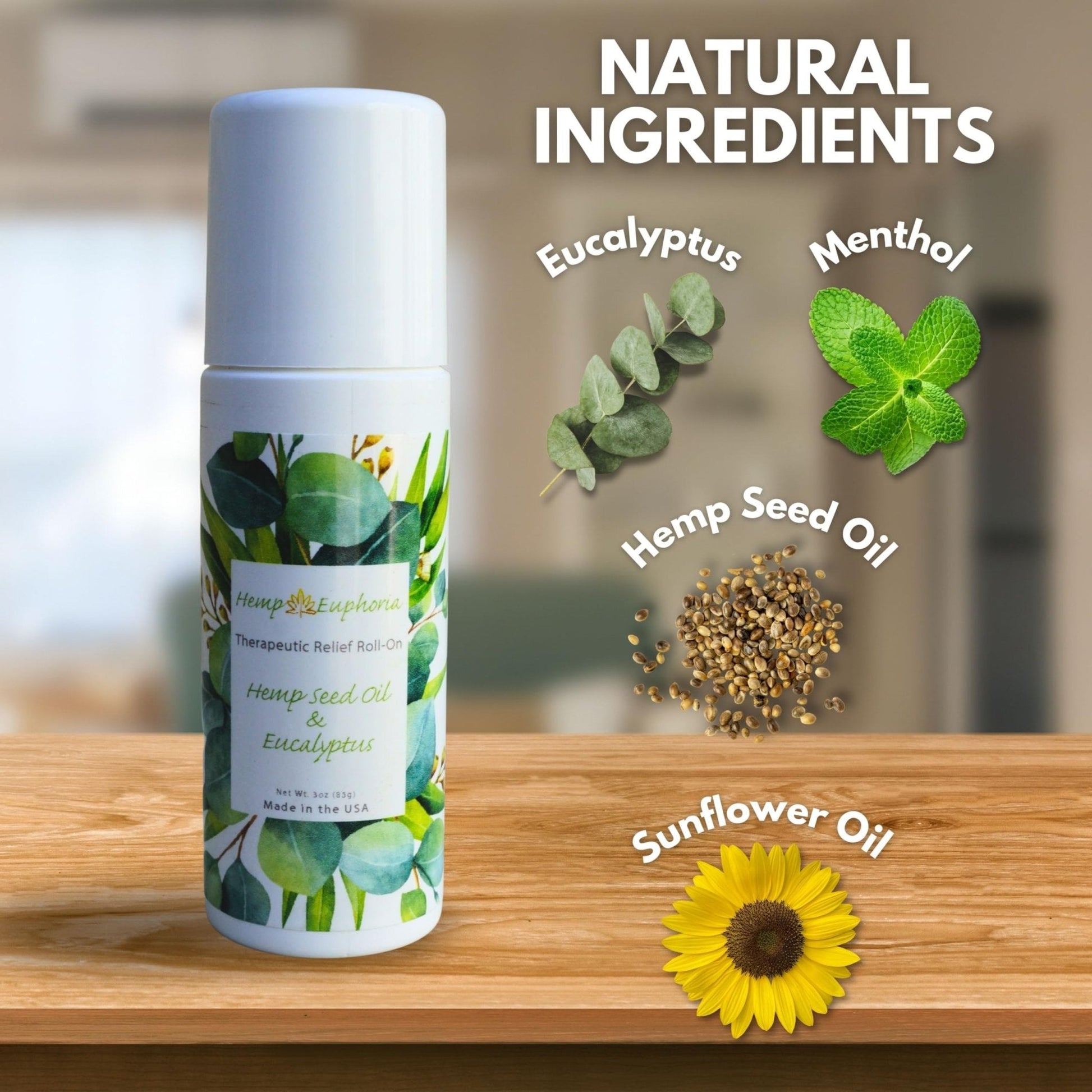 Hemp Seed Oil and Eucalyptus Joint & Muscle Discomfort Relief Roll-On Gel | USDA Certified Organic Hemp Seed Oil, Helps Relieve Sore or Tight Muscles - Maple Wellness Supplements