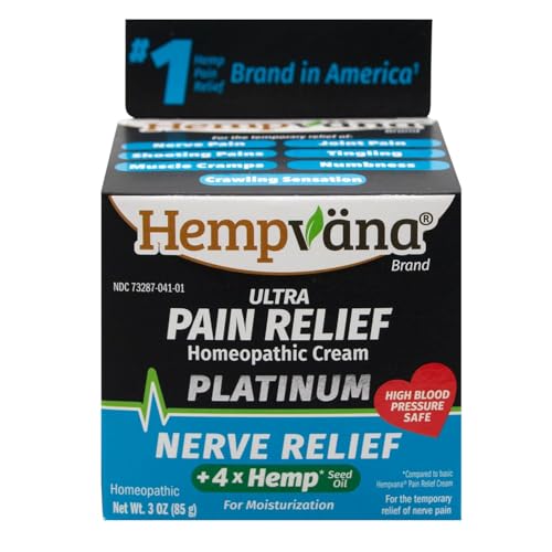 Hempvana Platinum Ultra-Strength Nerve Relief Cream w/100% Pure Hemp Seed Oil, AS-SEEN-ON-TV, Relieves Nerve Pain, Shooting Pain, Tingling, Muscle Cramps, Joint Pain, Tingling, Crawling Sensations - Maple Wellness Supplements