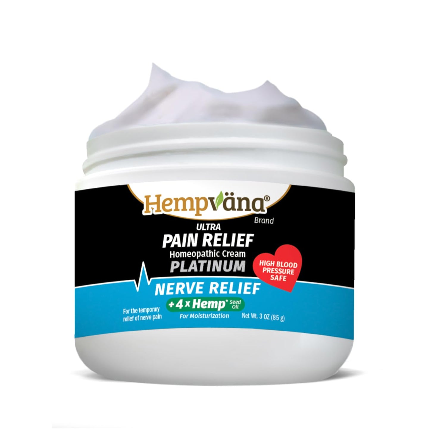 Hempvana Platinum Ultra-Strength Nerve Relief Cream w/100% Pure Hemp Seed Oil, AS-SEEN-ON-TV, Relieves Nerve Pain, Shooting Pain, Tingling, Muscle Cramps, Joint Pain, Tingling, Crawling Sensations - Maple Wellness Supplements