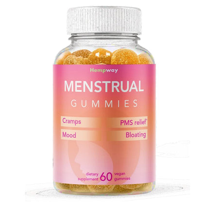 HEMPWAY Menstrual Gummies for Women May Help Support Bloating, Period Relief | Plant-Based | Cramp Bark, Magnesium, Chaste Berry | Vegan | Orange 60ct - Maple Wellness Supplements