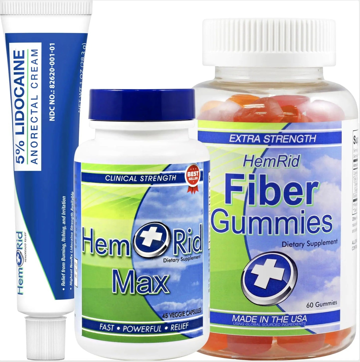 HemRid Complete Hemorrhoid Support System – Max Formula, Lidocaine Cream & Fiber Gummies for Immediate Relief & Long-Term Comfort - Maple Wellness Supplements