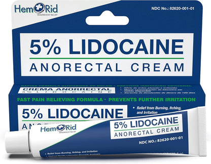 HemRid Max and Maximum Strength Lidocaine Cream - Hemorrhoid Relief Bundle for Fast Internal & External Support - Hemorrhoid Pills & Hemorrhoidal Lidocaine Cream for Rapid Comfort & Soothing Care - Maple Wellness Supplements