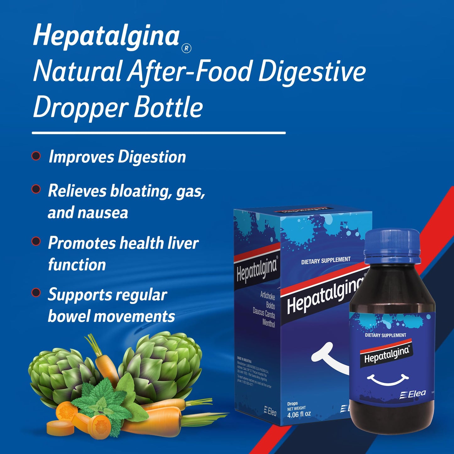 Hepatalgina Liver Support Digestive Protector - Liquid Herbal Supplement with Artichoke Extract for Liver Cleanse Detox & Repair - Liver Detox Cleanse Drops with Mint, Boldo & Carrot - 120 ml - Maple Wellness Supplements