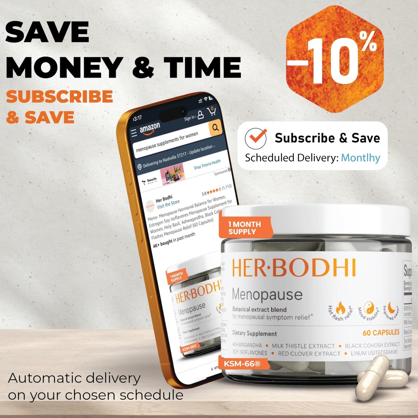 Her Bodhi Meno- Menopause Hormonal Balance for Women, Estrogen Soy Isoflavones Menopause Supplement for Women | with Ashwagandha & Black Cohosh | Hot Flashes Menopause Relief (60 Capsules) - Maple Wellness Supplements