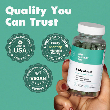 Her Fantasy Box | Body Magic | Chlorophyll Capsules - 30 Vegan Capsules for Detox, Digestion, Gut Health, Skin Support - Maple Wellness Supplements