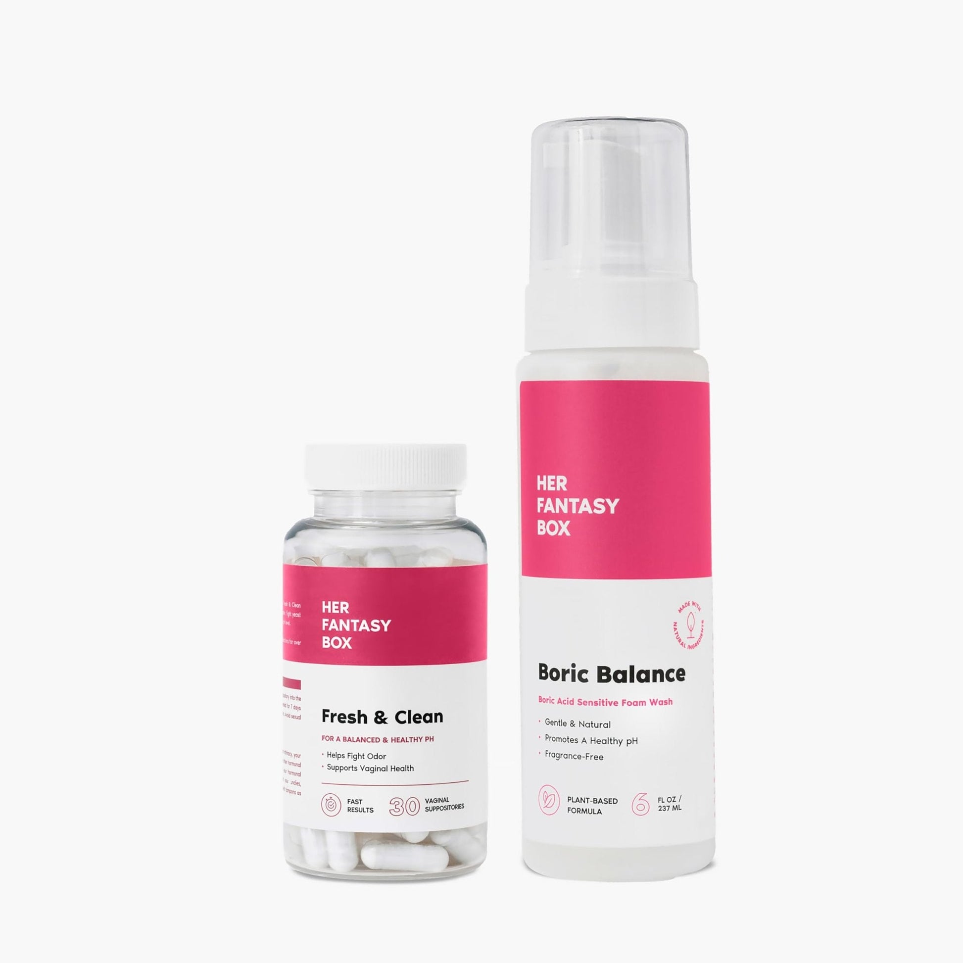 Her Fantasy Box | Fresh & Clean Kit - Boric Acid Vaginal Wash & Suppository Duo for Ultimate Freshness & Balance - Maple Wellness Supplements