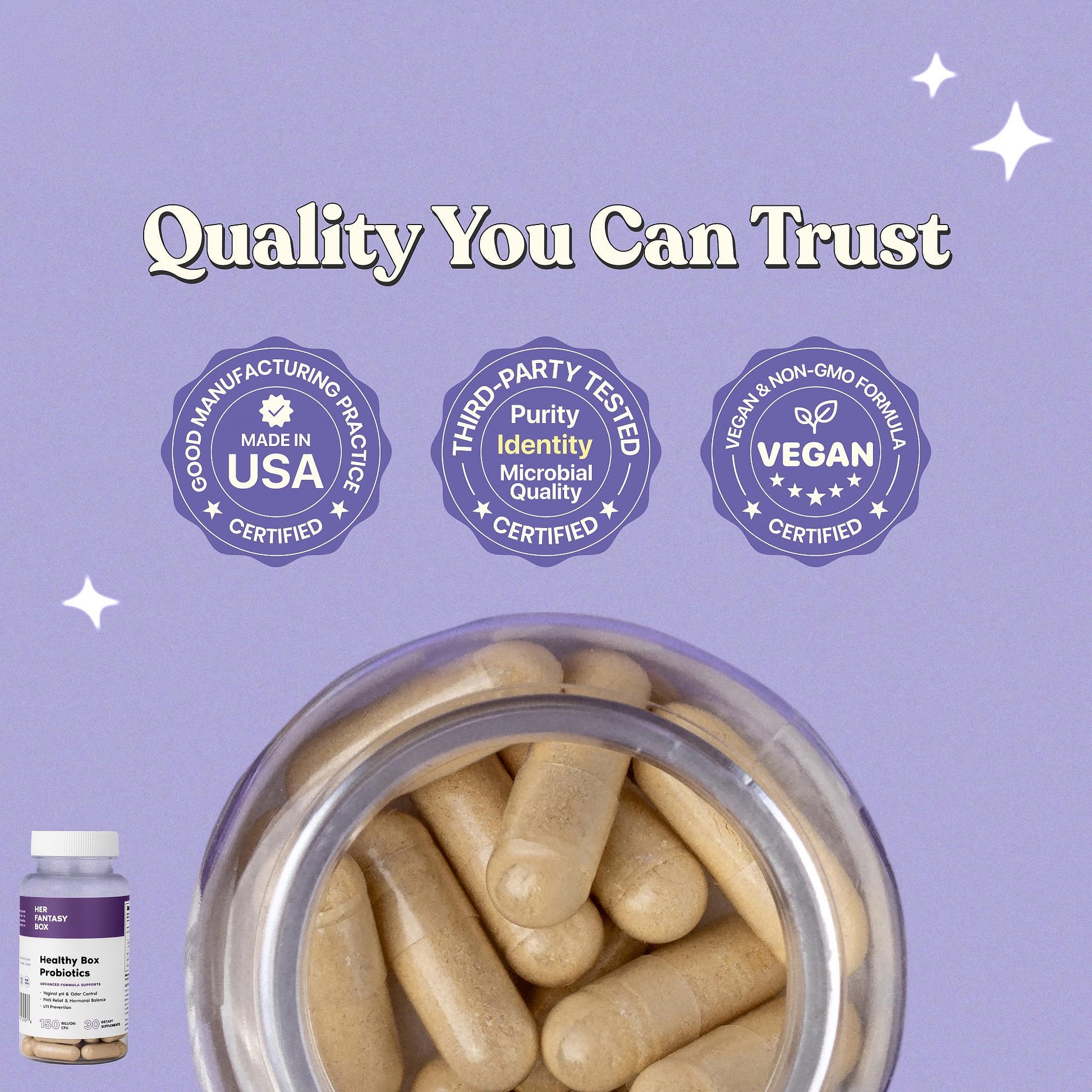 Her Fantasy Box | Healthy Box | Vaginal Probiotics for Women – Prebiotics + Advanced Lactobacillus Blend – Hormonal Balance, PMS Relief – Feminine Health Support with Cranberry & D-Mannose - Maple Wellness Supplements