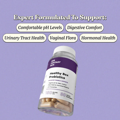 Her Fantasy Box | Healthy Box | Vaginal Probiotics for Women – Prebiotics + Advanced Lactobacillus Blend – Hormonal Balance, PMS Relief – Feminine Health Support with Cranberry & D-Mannose - Maple Wellness Supplements