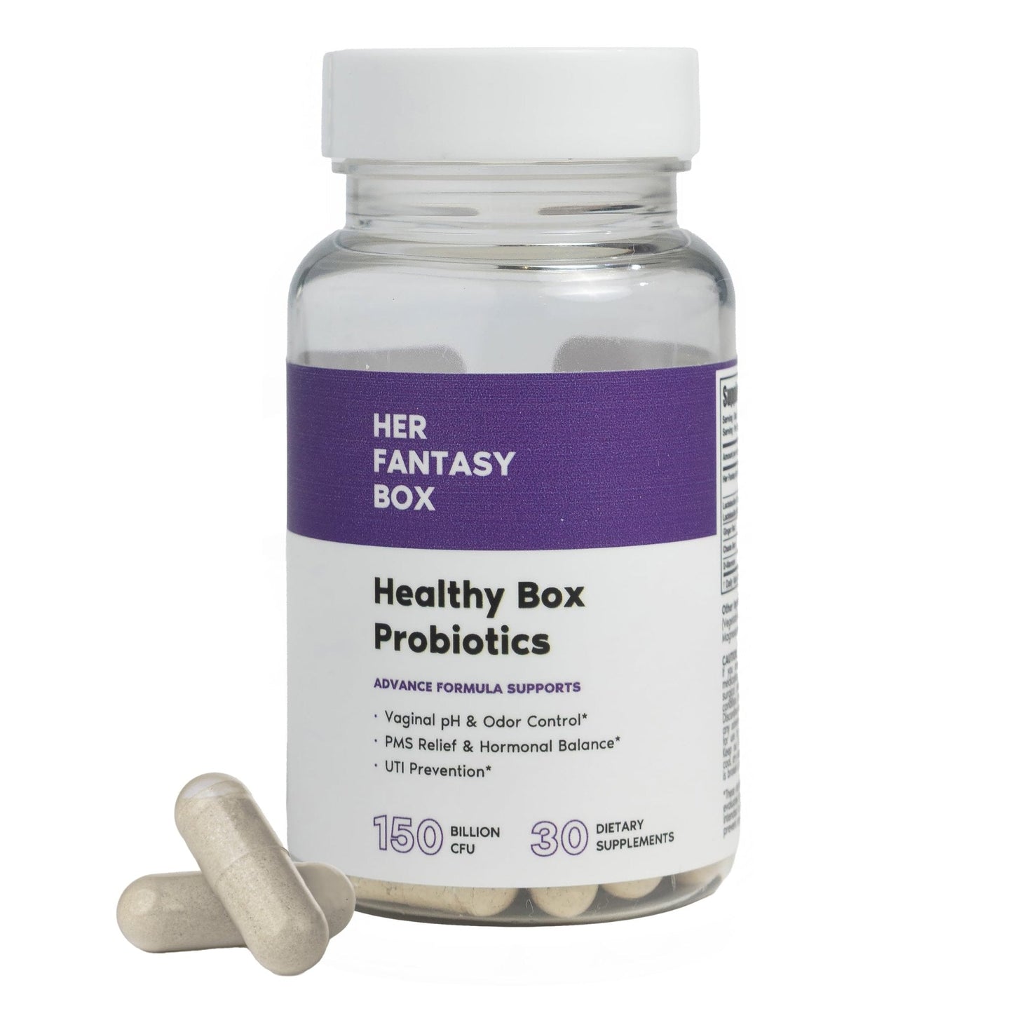 Her Fantasy Box | Healthy Box | Vaginal Probiotics for Women – Prebiotics + Advanced Lactobacillus Blend – Hormonal Balance, PMS Relief – Feminine Health Support with Cranberry & D-Mannose - Maple Wellness Supplements