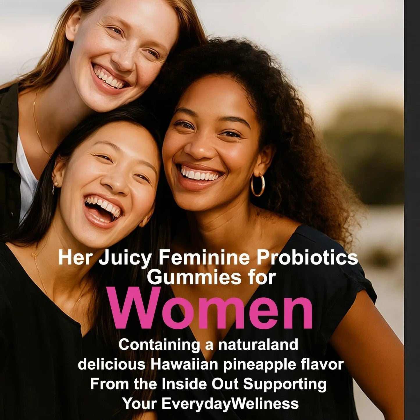 Her Juicy Women's Probiotic Gummies: Supports Women’s Wellness & pH Balance, Clean Vegan, Pineapple Flavor, Prebiotics & Lactobacillus Blend, with Slippery Elm, Gut Health & Immune Defense, 60 Gummies - Maple Wellness Supplements