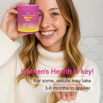 Her Juicy Women's Probiotic Gummies: Supports Women’s Wellness & pH Balance, Clean Vegan, Pineapple Flavor, Prebiotics & Lactobacillus Blend, with Slippery Elm, Gut Health & Immune Defense, 60 Gummies - Maple Wellness Supplements