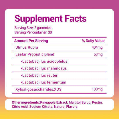 Her Juicy Women's Probiotic Gummies: Supports Women’s Wellness & pH Balance, Clean Vegan, Pineapple Flavor, Prebiotics & Lactobacillus Blend, with Slippery Elm, Gut Health & Immune Defense, 60 Gummies - Maple Wellness Supplements