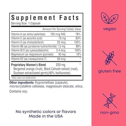 Her Own Menoprim, Menopause Support, Female Hormonal Balance Capsules for Night Sweats, Hot Flashes & Mood Swing Support, Bergamot Orange & Black Cohosh Root, 60 Capsules - Maple Wellness Supplements