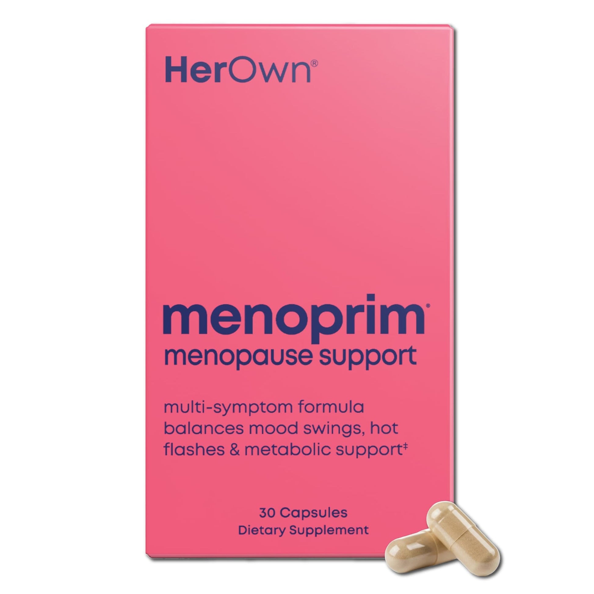 Her Own Menoprim, Menopause Support, Female Hormonal Balance Capsules for Night Sweats, Hot Flashes & Mood Swing Support, Bergamot Orange & Black Cohosh Root, 60 Capsules - Maple Wellness Supplements