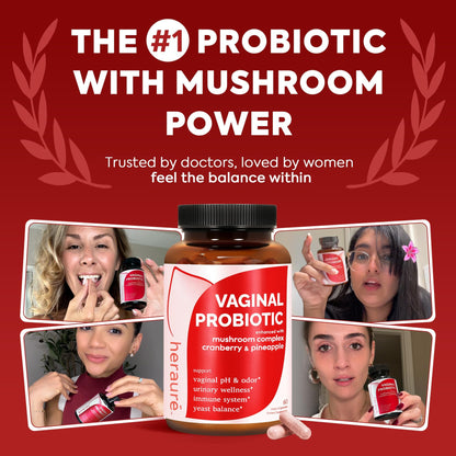 HerAure Vaginal Probiotics for Women - pH Balance, Healthy Vaginal Odor, Vaginal Flora, Yeast Balance, Women Probiotics and Prebiotics, Immune Support - Maple Wellness Supplements