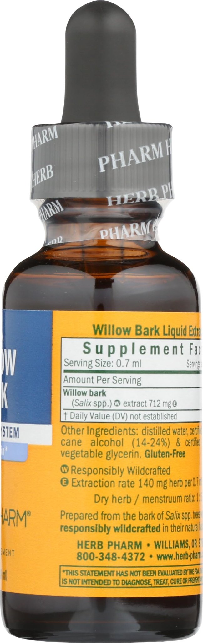 Herb Pharm Willow Bark Liquid Extract for Minor Pain - 1 Ounce (DWILL01) - Maple Wellness Supplements