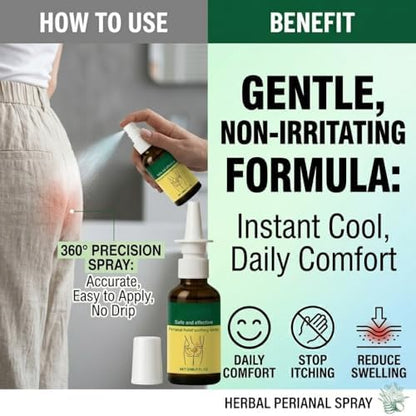 Herbal Hemorrhoid Relief Spray - Fast Acting Relief for Anal Swelling, Itching & Pain, Soothing Perianal Nursing Spray for Discomfort, Natural Plant-Based Formula, 30ML / 1 FL.OZ - Maple Wellness Supplements
