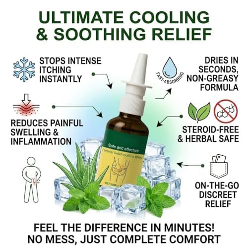 Herbal Hemorrhoid Relief Spray - Fast Acting Relief for Anal Swelling, Itching & Pain, Soothing Perianal Nursing Spray for Discomfort, Natural Plant-Based Formula, 30ML / 1 FL.OZ - Maple Wellness Supplements