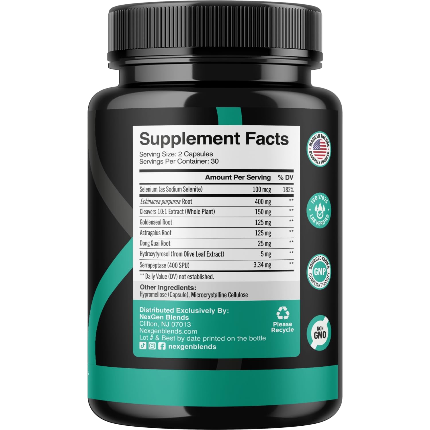 Herbal Lymph System Support Supplement - Lymphatic Support Complex with Echinacea Goldenseal Astragalus & Hydroxytyrosol for Lymphatic Drainage & Immune Support - Vegan Non-GMO Gluten Free (1 Month) - Maple Wellness Supplements