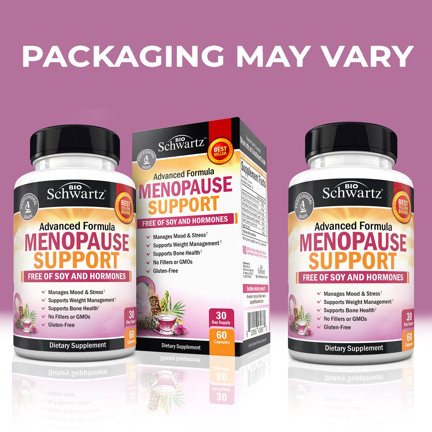 Herbal Menopause Support for Women - Supports Healthy Mood and Balance with Milk Thistle Chasteberry Black Cohosh Red Clover Turmeric Ginger - Menopause Supplements for Women - 60 Veggie Capsules - Maple Wellness Supplements