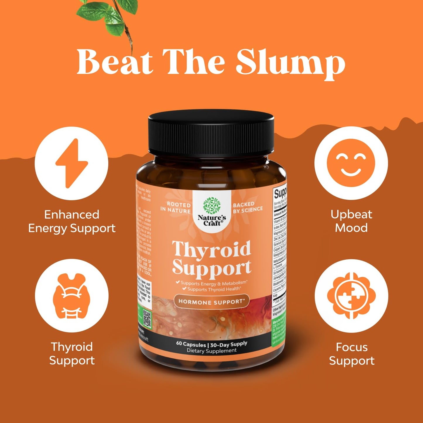 Herbal Thyroid Support Complex - Potent Kelp Iodine Supplement with L Tyrosine, Bladderwrack, Selenium & Pure Ashwagandha for Hormone Balance - Maple Wellness Supplements