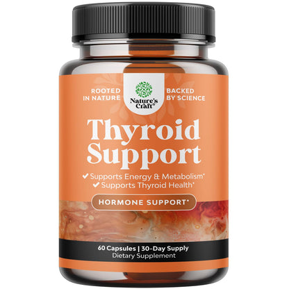 Herbal Thyroid Support Complex - Potent Kelp Iodine Supplement with L Tyrosine, Bladderwrack, Selenium & Pure Ashwagandha for Hormone Balance - Maple Wellness Supplements