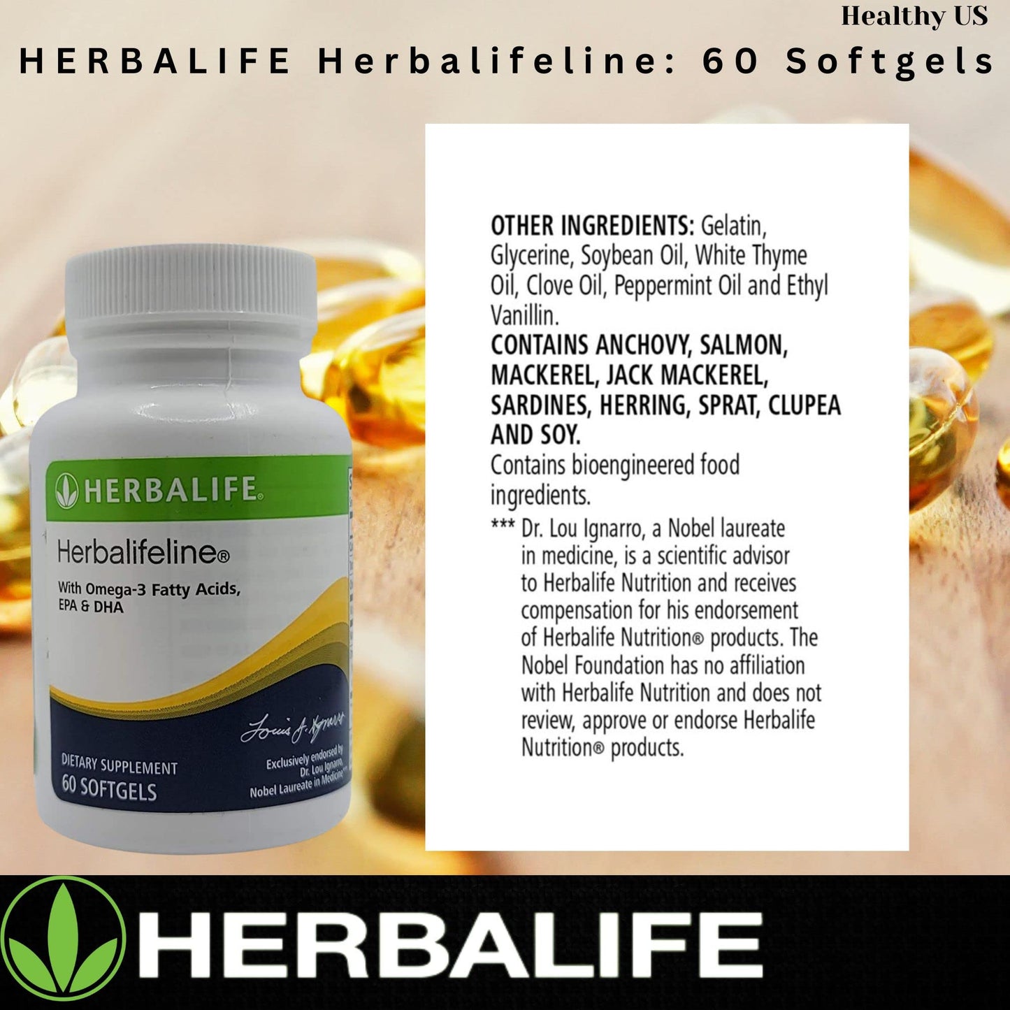 Herbalife Herbalifeline: 60 Softgels with Vitamin E, Marine Lipid Complex, Omega-3 Fatty - Maple Wellness Supplements