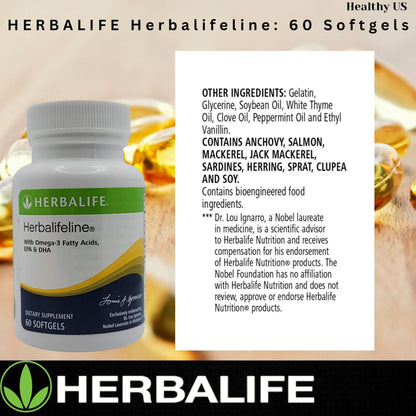 Herbalife Herbalifeline: 60 Softgels with Vitamin E, Marine Lipid Complex, Omega-3 Fatty - Maple Wellness Supplements