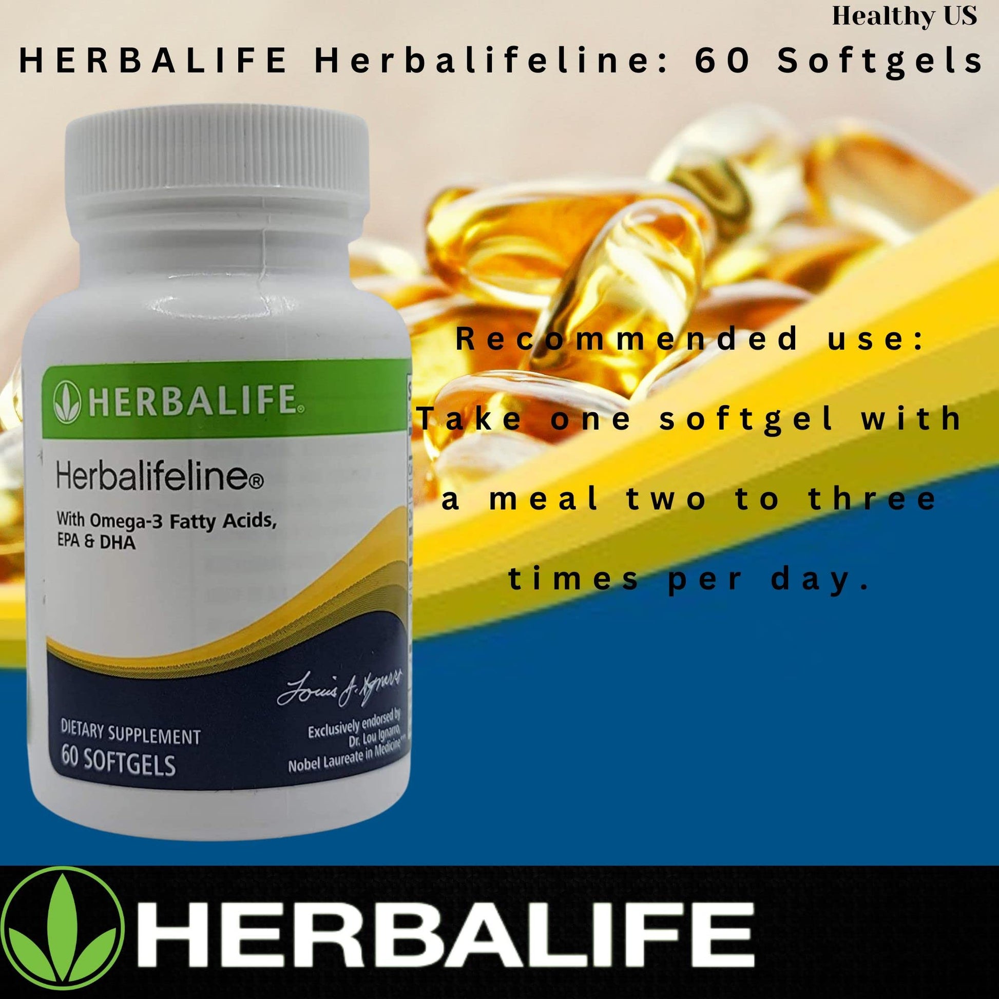 Herbalife Herbalifeline: 60 Softgels with Vitamin E, Marine Lipid Complex, Omega-3 Fatty - Maple Wellness Supplements