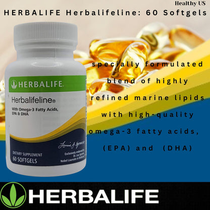Herbalife Herbalifeline: 60 Softgels with Vitamin E, Marine Lipid Complex, Omega-3 Fatty - Maple Wellness Supplements