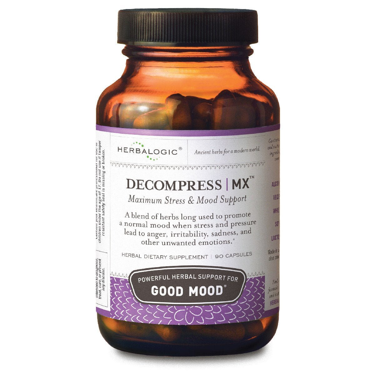 Herbalogic - Decompress MX Herb Capsules - Maximum Stress & Tension Relief - Reduces Anger & Moodiness, Positive Mood Support - Based on the Traditional Chinese Formula Xiao Yao San - 90 Cap Count - Maple Wellness Supplements