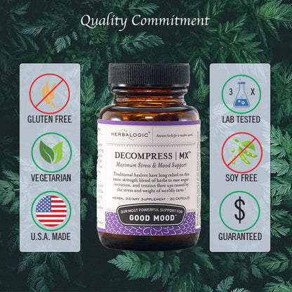 Herbalogic - Decompress MX Herb Capsules - Maximum Stress & Tension Relief - Reduces Anger & Moodiness, Positive Mood Support - Based on the Traditional Chinese Formula Xiao Yao San - 90 Cap Count - Maple Wellness Supplements