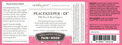 Herbalogic - Peacekeeper CX Herb Capsules - Reduces PMS Related Mood Swings - Reduces Cramps & Pain Associated with Monthly Periods - Contains Turmeric & Corydalis - 30 Cap Count - Maple Wellness Supplements