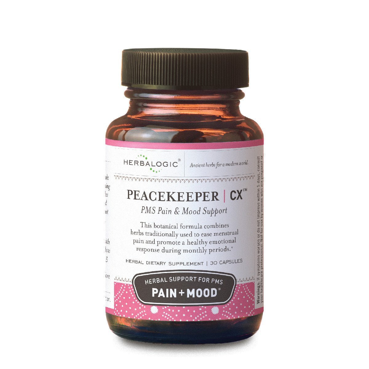 Herbalogic - Peacekeeper CX Herb Capsules - Reduces PMS Related Mood Swings - Reduces Cramps & Pain Associated with Monthly Periods - Contains Turmeric & Corydalis - 30 Cap Count - Maple Wellness Supplements