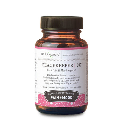 Herbalogic - Peacekeeper CX Herb Capsules - Reduces PMS Related Mood Swings - Reduces Cramps & Pain Associated with Monthly Periods - Contains Turmeric & Corydalis - 30 Cap Count - Maple Wellness Supplements