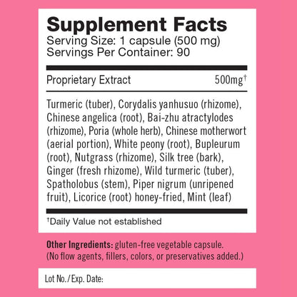 Herbalogic - Peacekeeper CX Herb Capsules - Reduces PMS Related Mood Swings - Reduces Cramps & Pain Associated with Monthly Periods - Contains Turmeric & Corydalis - 30 Cap Count - Maple Wellness Supplements