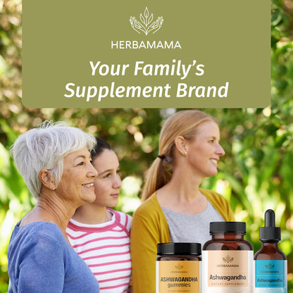 HERBAMAMA Ashwagandha Capsules - 1500mg Pure Ashwagandha Root Focus Supplement - Vegan, Non-GMO Mood & Calm Support Supplement for Adults, 100 Caps - Maple Wellness Supplements
