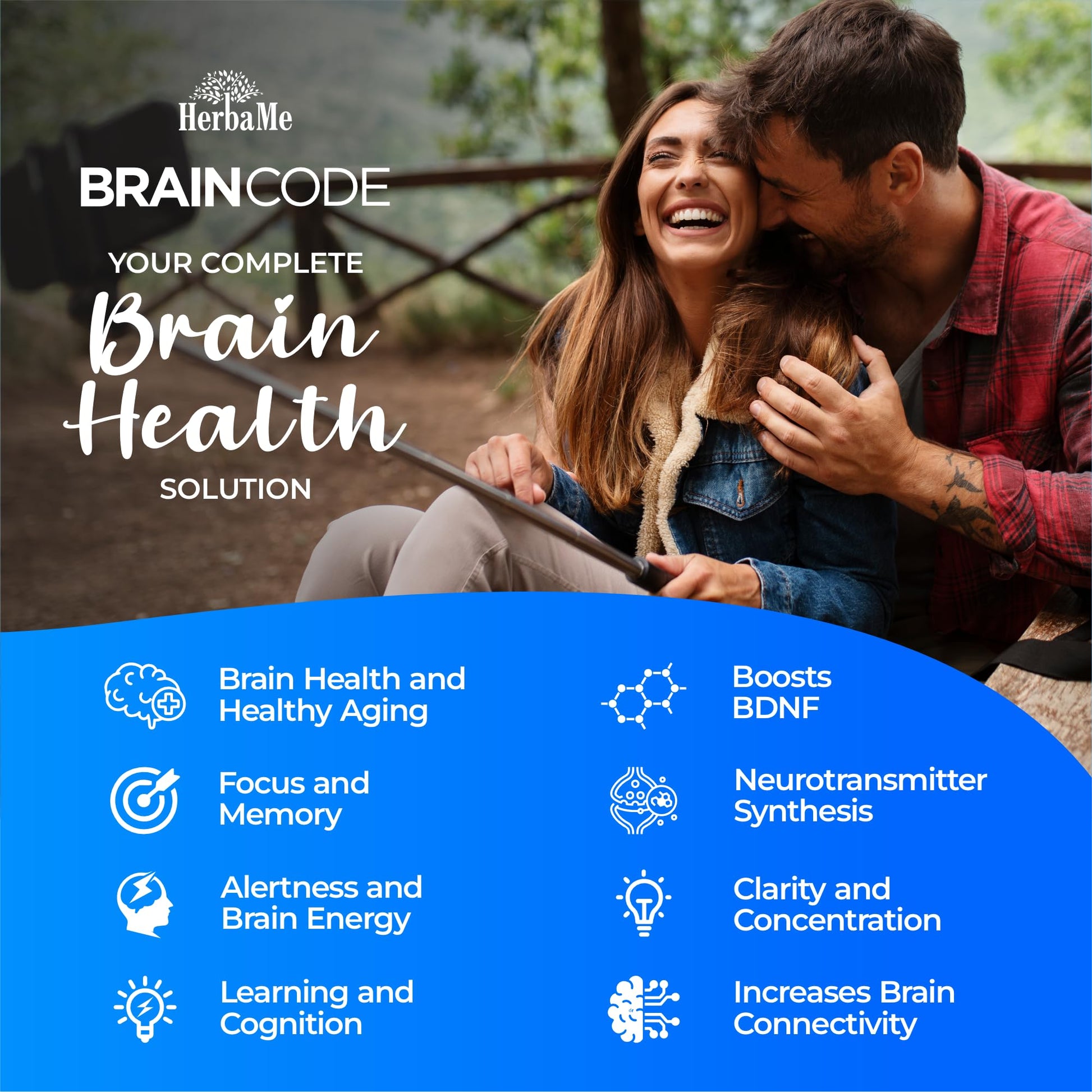 HerbaMe Brain Code Nootropic Brain Supplement for Memory and Focus | Supports Cognitive Health & Mental Clarity, Enhance Concentration | 90 Capsules - Maple Wellness Supplements