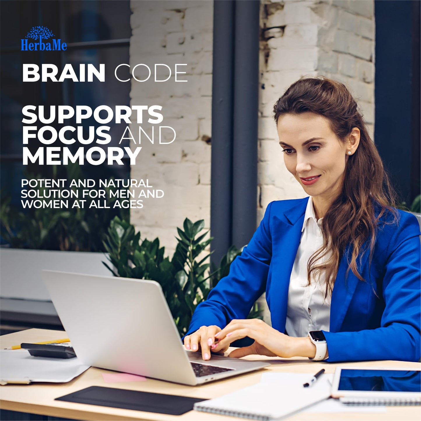 HerbaMe Brain Code Nootropic Brain Supplement for Memory and Focus | Supports Cognitive Health & Mental Clarity, Enhance Concentration | 90 Capsules - Maple Wellness Supplements