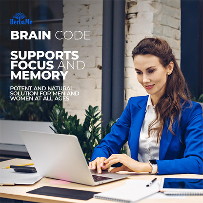 HerbaMe Brain Code Nootropic Brain Supplement for Memory and Focus | Supports Cognitive Health & Mental Clarity, Enhance Concentration | 90 Capsules - Maple Wellness Supplements