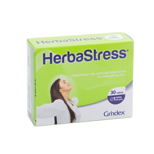 HERBASTRESS, 450 mg, 30 tablets - Herbal Complex with vitamins B6 and B12. - Maple Wellness Supplements