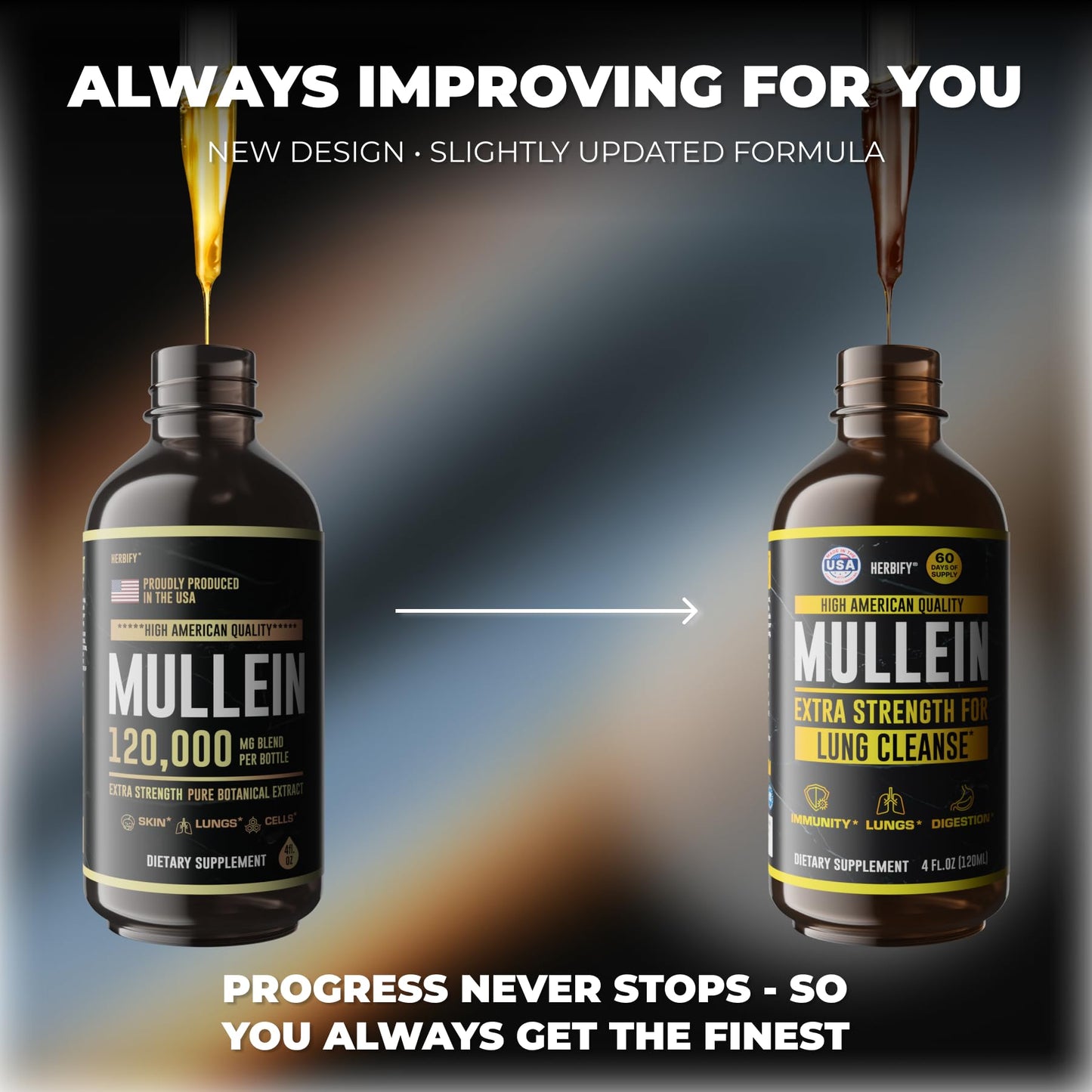 HERBIFY Mullein Drops - Lung Cleanse - Leaf Extract - Powerful Mullein for Immune Support,Detox & Respiratory Support - Made in USA - Maple Wellness Supplements