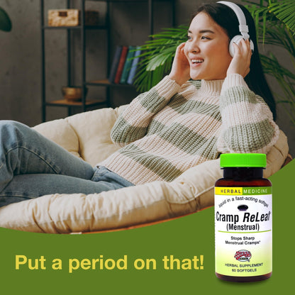 Herbs Etc. Cramp ReLeaf (Menstrual) - Abdominal Muscle Support - Herbal Supplement to Aid Menstrual Health - Period Cramp Support with Black Haw, Cramp Bark and Bethroot - 60 Softgels (60 Servings) - Maple Wellness Supplements