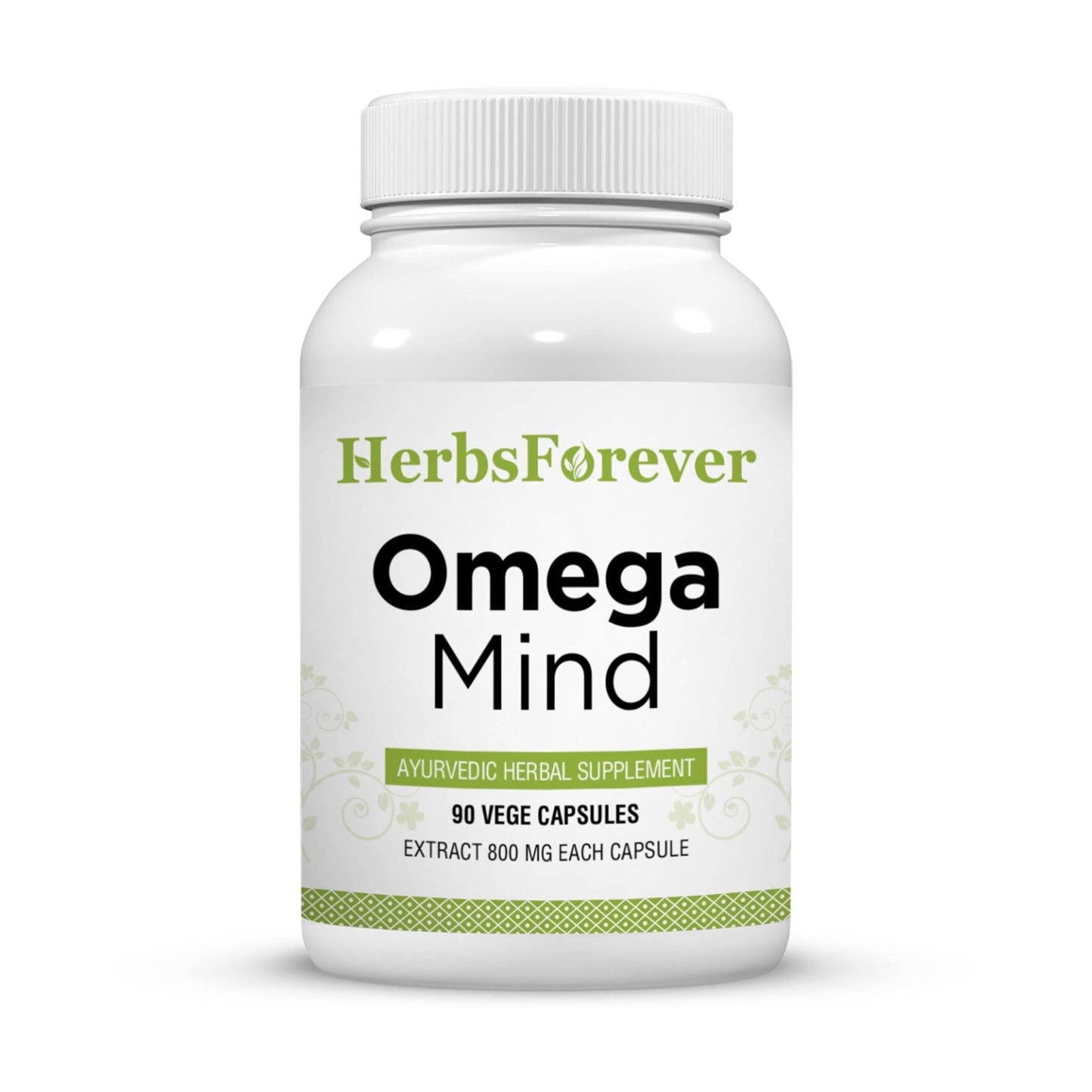 Herbsforever Omega Mind - Support Brain Function, Cognitive, Memory, Mental Clearity |Consentration,with Bacopa, Ashwagandha, Mucuna 10 Ayurvedic Herb Extracts|90 Veg Capsules|800 mg - Maple Wellness Supplements