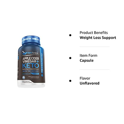 Herbtonics Apple Cider Vinegar Capsules Plus Keto BHB | Fat Burner & Weight Loss - Maple Wellness Supplements