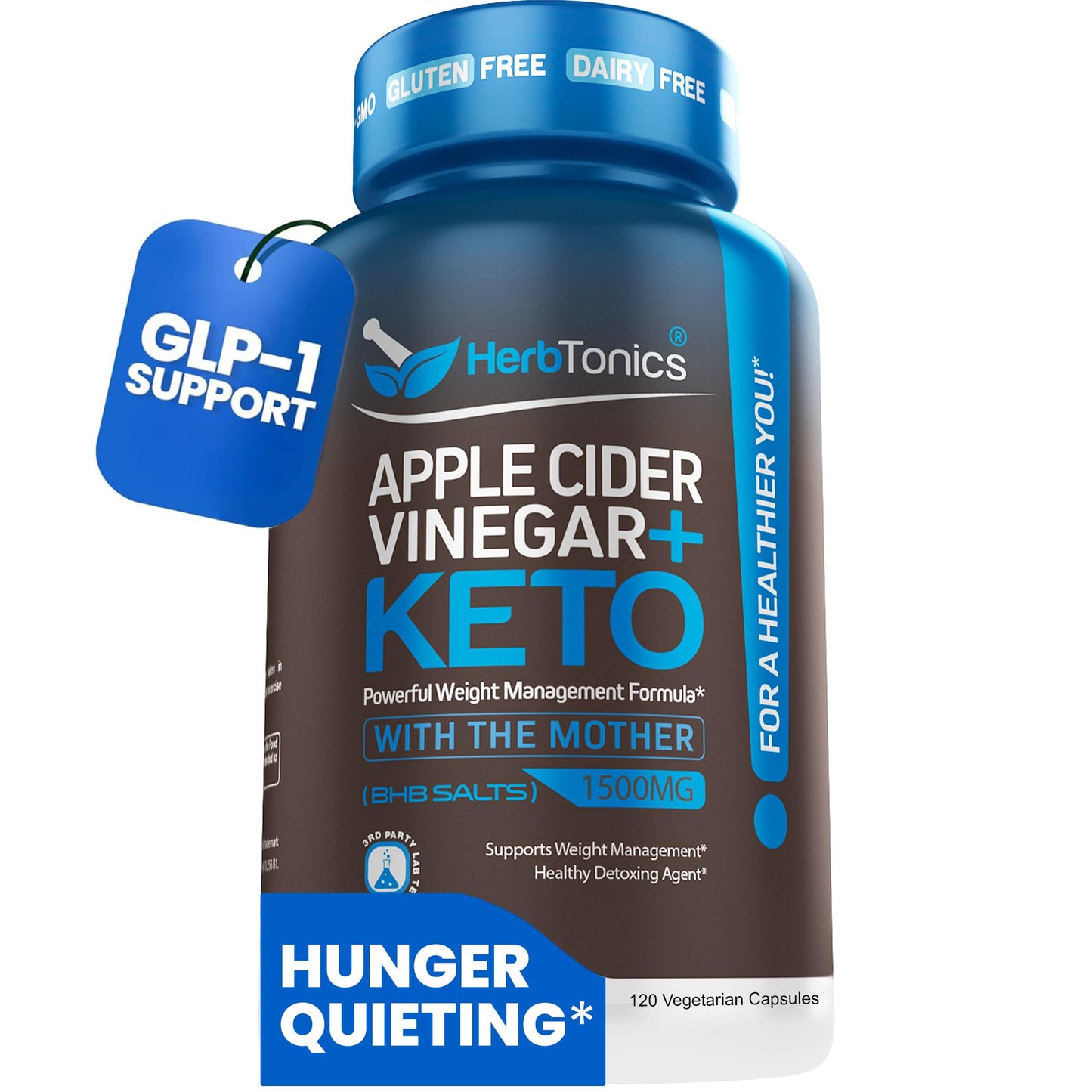 Herbtonics Apple Cider Vinegar + Keto BHB Capsules | Support for Appetite, Cravings & Weight Management | Metabolism Support with Satiety Support - Maple Wellness Supplements