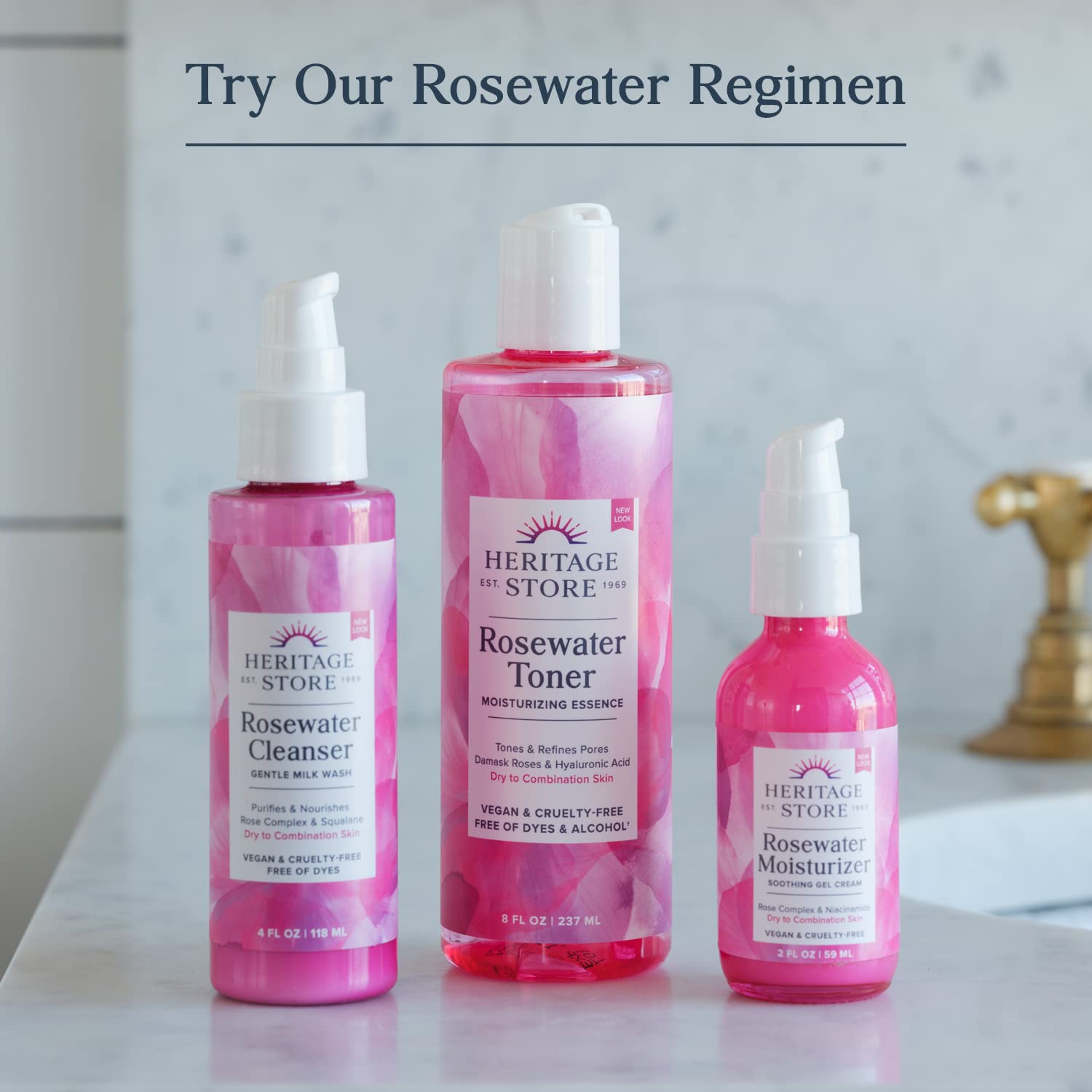 HERITAGE STORE Rosewater & Glycerin Hydrating Facial Mist - Dry Combination Skin Care - Maple Wellness Supplements