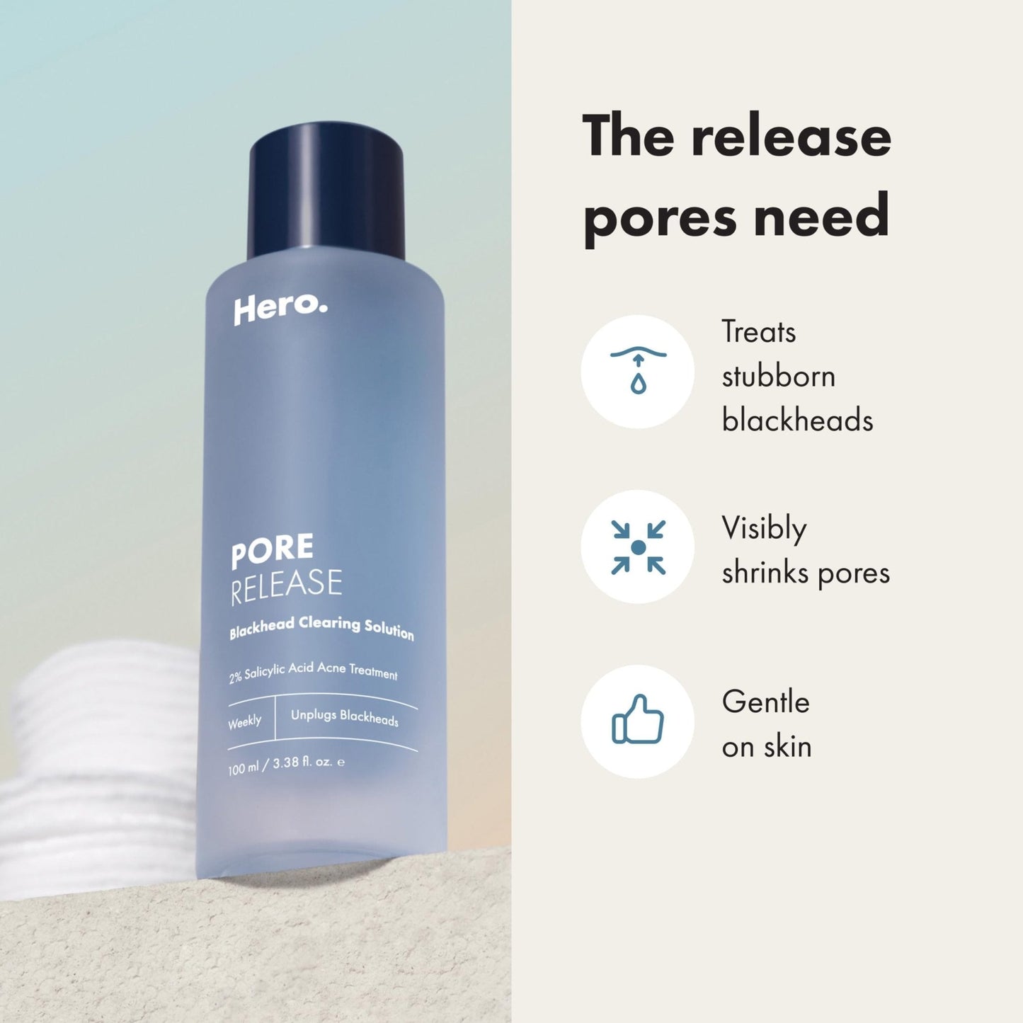 Hero Cosmetics Pore Release Blackhead Clearing Solution, Exfoliating 2% Salicylic Acid Toner Featuring AHA, BHA, and PHA - Maple Wellness Supplements